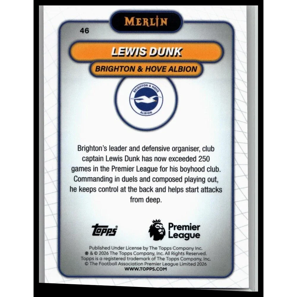 2026 Merlin Premier League Lewis Dunk #46 Brighton & Hove Albion Base